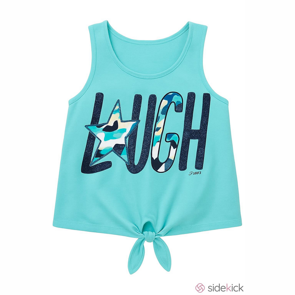 Justice Girls Graphic Tie Front Tank Top Small